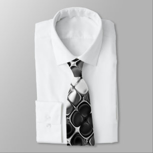 Black and White Unique Abstract Art Tie