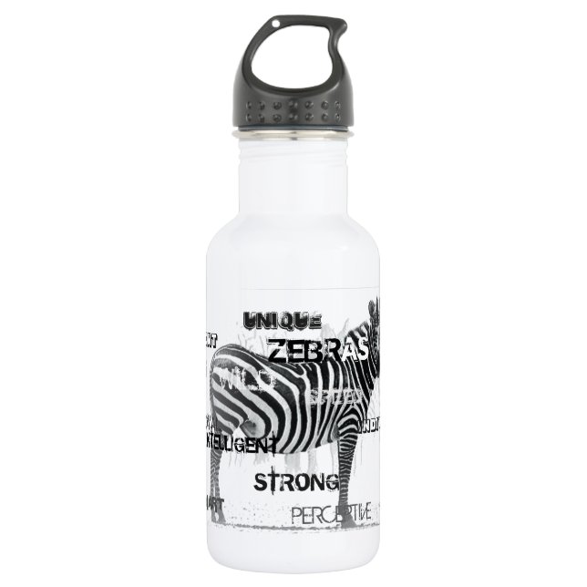Black and White Unique Zebras Typography 532 Ml Water Bottle (Front)