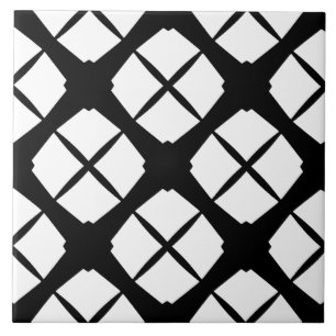 Black and White Urban Modern Diamond Pattern Tile