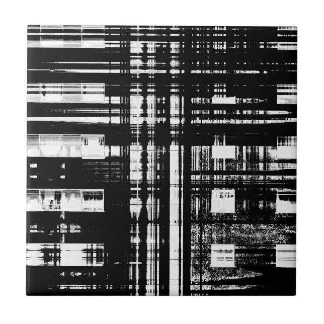 Black and white urban tower block tile (Front)