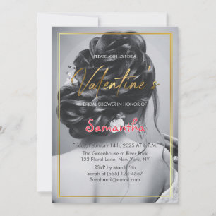 Black and White Valentine Day Bridal Shower Party  Invitation