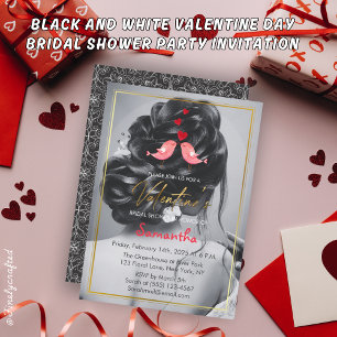 Black and White Valentine Day Bridal Shower Party Invitation