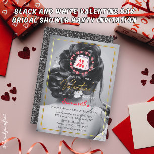 Black and White Valentine Day Bridal Shower Party Invitation