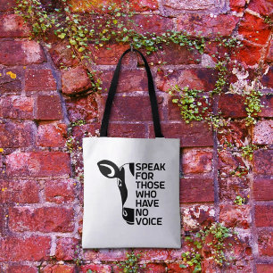 Black and White Vegan Activism Tote Bag