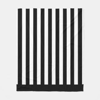 Black and White Vertical Referee Stripes Fleece Blanket