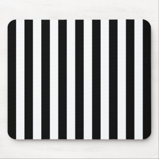 Black and White Vertical Referee Stripes Mouse Mat