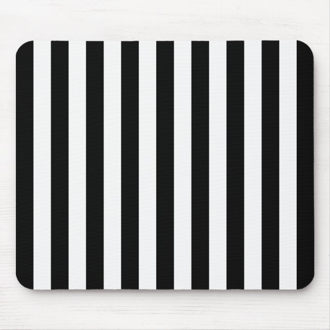 Black and White Vertical Referee Stripes Mouse Mat (Front)