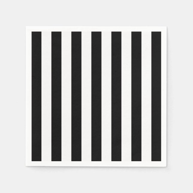 Black and White Vertical Referee Stripes Napkin (Front)