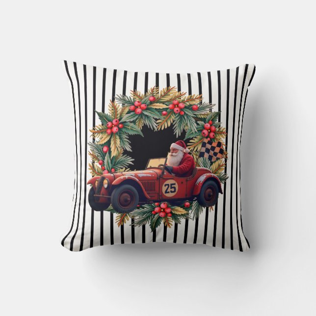 Black And White Vertical Stripe Cushion (Front)