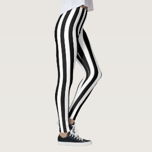 Black And White Vertical Stripe Pattern Leggings