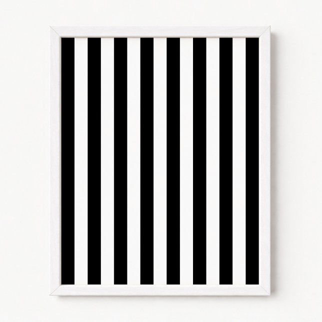Black and White Vertical Stripes Poster (Black and White Stripes - Vertical - Add your own personalized text message.)