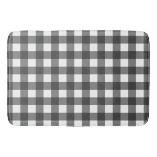 Black and White Vichy Print Gingham Pattern Bath Mat