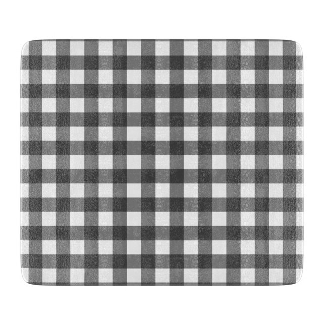 Black and White Vichy Print Gingham Pattern Cutting Board (Front)