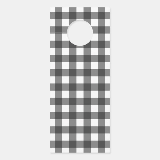 Black and White Vichy Print Gingham Pattern Door Hanger (Front)