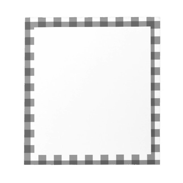 Black and White Vichy Print Gingham Pattern Notepad (Front)
