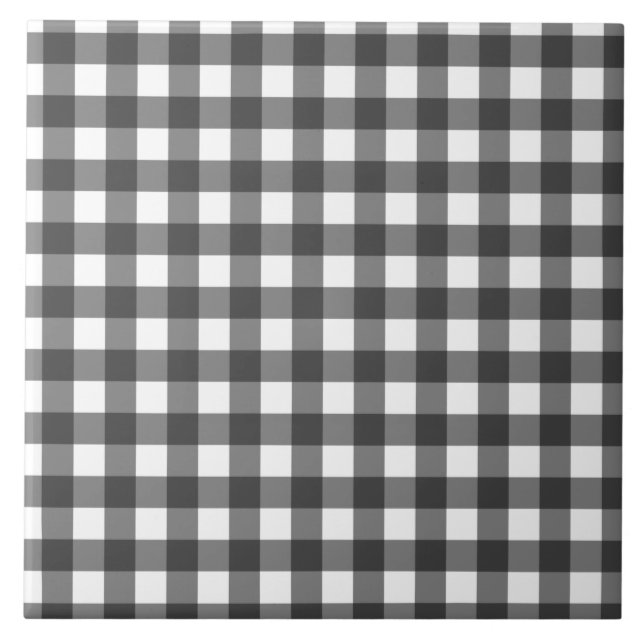 Black and White Vichy Print Gingham Pattern Tile (Front)