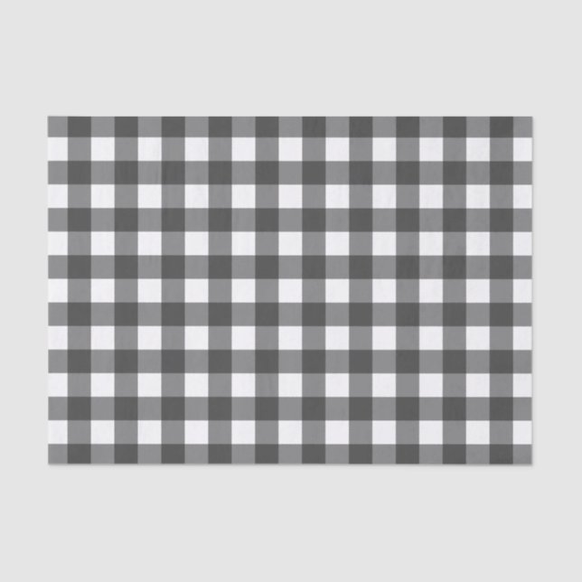 Black and White Vichy Print Gingham Pattern Tissue Paper (Front)