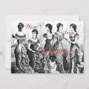 Black And White Victorian Fashions Invitation