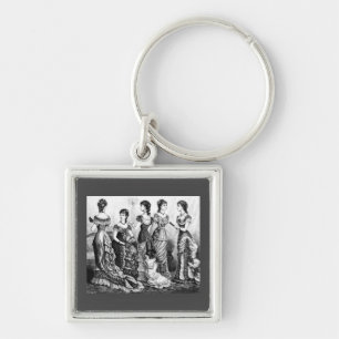 Black And White Victorian Fashions Key Ring