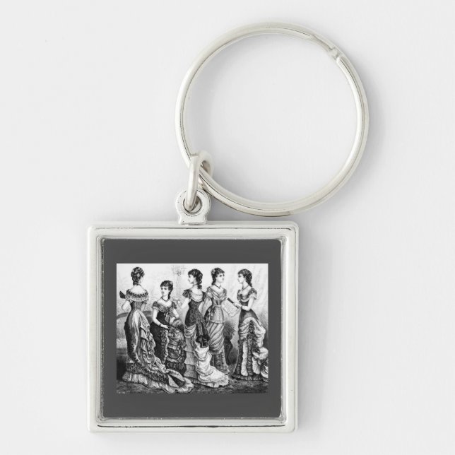 Black And White Victorian Fashions Key Ring (Front)