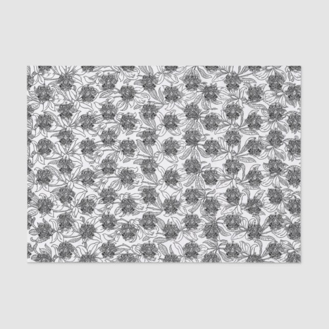 Black and White Victorian Ornamental Design Tissue Paper (Front)