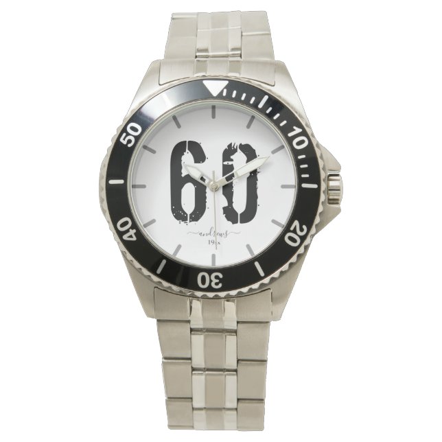 Black and white vintage 60th birthday  watch (Front)