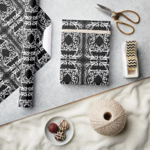 Black and White Vintage Art Deco Design Wrapping Paper