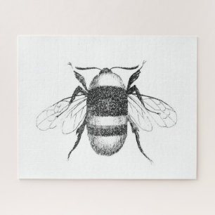 Black and white vintage bee drawing puzzle