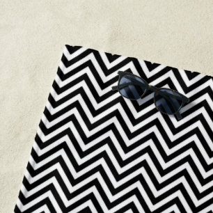 Black and White Vintage Chevron Stripes New Beach Towel