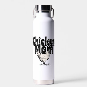 Black and White Vintage Chicken Mum Personalised Water Bottle