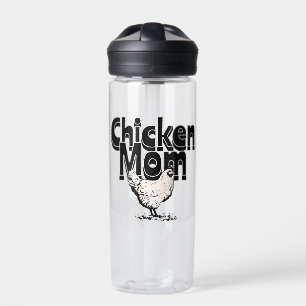 Black and White Vintage Chicken Mum Personalised Water Bottle