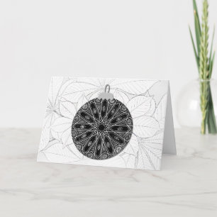 Black and White Vintage Christmas Ornament Holiday Card
