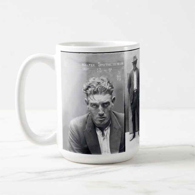 Black and White Vintage Criminal Mug Shot Photo  (Left)