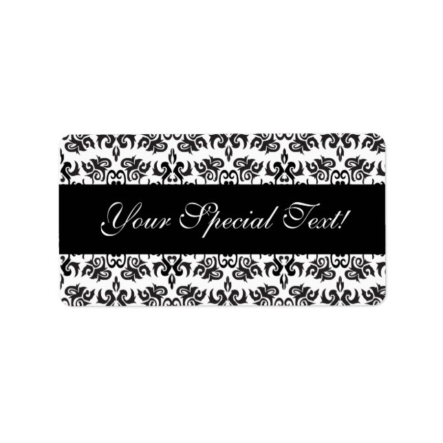 Black and White Vintage Damask Labels (Front)
