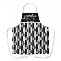 Black and White Vintage Damask Stripes Grandma Est