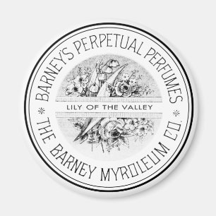 Black and White Vintage Ephemera Perfume Magnet