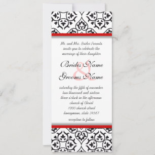 Black and White Vintage Floral Damask Wedding Invitation
