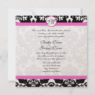 Black and White Vintage Floral Damask Wedding Invitation