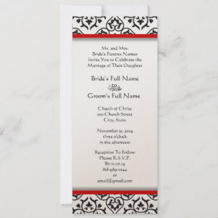 Black and White Vintage Floral Damask Wedding Invitation