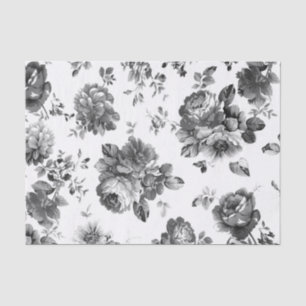 Black and White Vintage Floral Tissue Paper