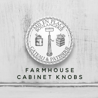 Black and White Vintage French Patisserie Bakery Ceramic Knob