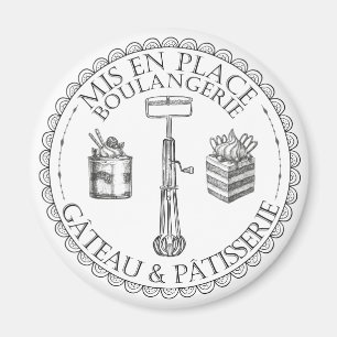 Black and White Vintage French Patisserie Bakery Magnet