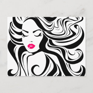 Black and white vintage girl postcard