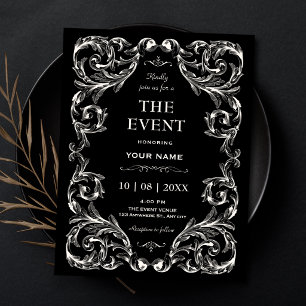 Black and white Vintage Gothic  Invitation