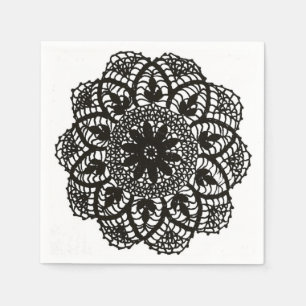Black and White Vintage Lace Doily Napkin