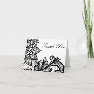 Black and White Vintage Lace   Thank You Card