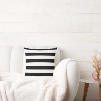 Black and White Vintage Large Stripes Cushion
