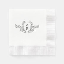 Black and White Vintage Monogram Paper Napkin