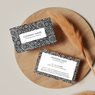 Black and white vintage paisley pattern business card