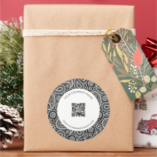 Black and white vintage paisley pattern classic round sticker